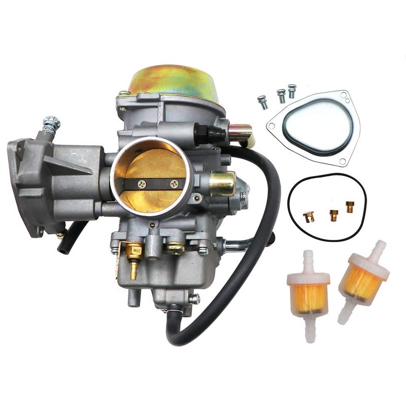 KIPA Carburetor For Yamaha RHINO 660 YFM660 YXR660FA YXR660FSE YXR660FH YXR660 Hunter UTV ATV 2004 2005 2006 2007 Replace OEM part number 5KM-14901-00-00 2Pcs New Main jets & 2Pcs Fuel Filters - Image 1